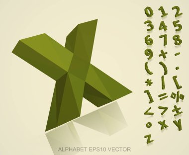 Haki kümesi 3d poligonal sayılar ve matematiksel semboller yansıması ile. EPS 10 vektör.