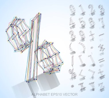 Bir taslağı sayılar ve matematiksel semboller vektör Illustration. 3d sayılar ve matematiksel semboller el çekilmiş.