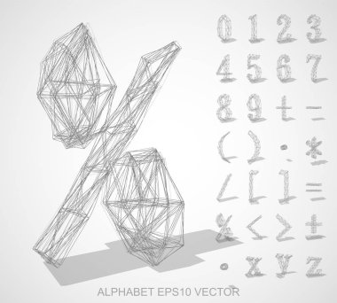 Bir taslağı sayılar ve matematiksel semboller vektör Illustration. 3d sayılar ve matematiksel semboller el çekilmiş.