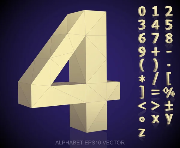 Conjunto de números poligonales 3D amarillos y símbolos matemáticos con reflexión. EPS 10 vector . — Archivo Imágenes Vectoriales