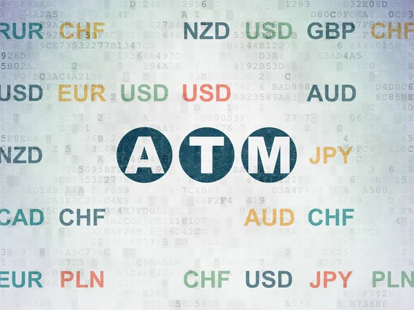 Concept d'argent : ATM sur fond de papier numérique — Photo