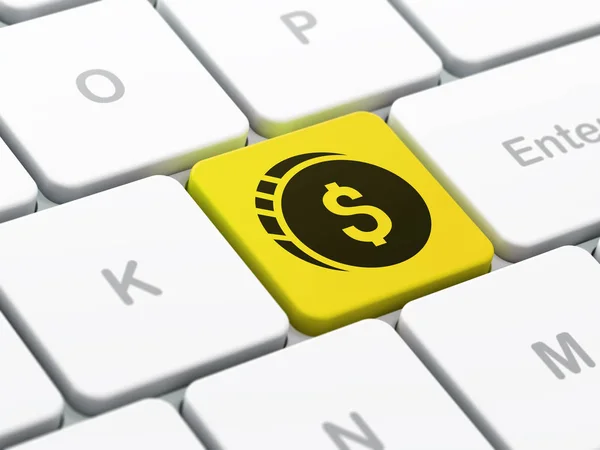 Concetto bancario: Dollaro Moneta su sfondo tastiera del computer — Foto Stock