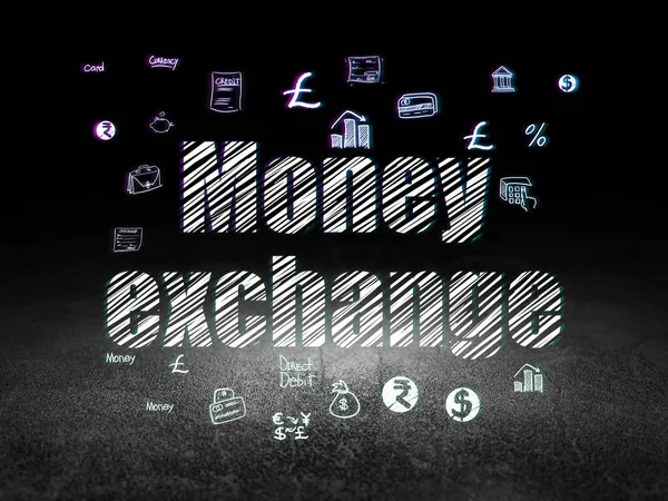 Money concept: Money Exchange in grunge dark room — Stock Photo, Image