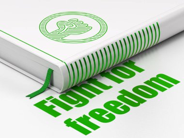 Siyasi kavram: isyan, savaşmak için özgürlük beyaz arka plan üzerinde rezervasyon yaptırın