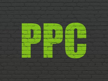 Pazarlama kavramı: Ppc duvar arka plan üzerinde