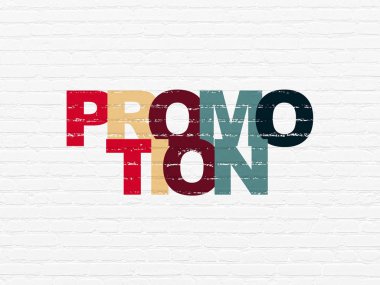 Reklam kavramı: promosyon duvar arka plan üzerinde