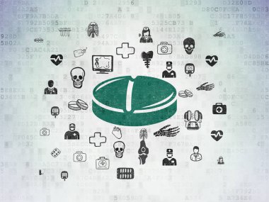 Tıp kavramı: dijital veri kağıt arka plan doğum kontrol hapı