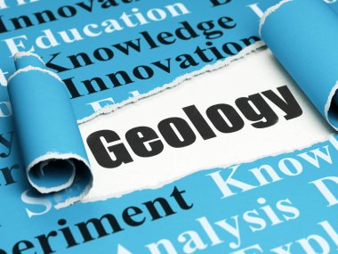 Science concept: black text Geology under the piece of  torn paper clipart