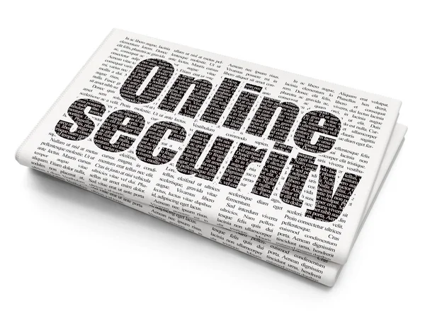 Koncepcja bezpieczeństwa: bezpieczeństwo Online na tle gazety — Zdjęcie stockowe