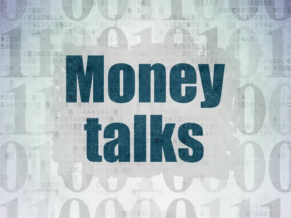 Financiën concept: Money Talks op digitale Data-Paper achtergrond — Stockfoto