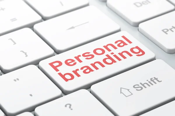 Concepto de marketing: Branding personal en el fondo del teclado del ordenador — Foto de Stock