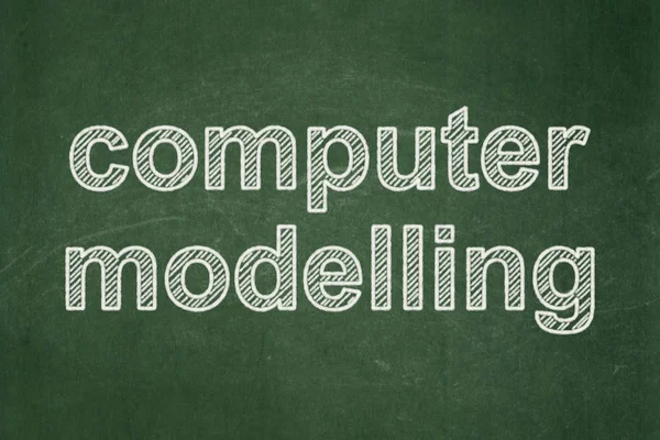 Koncepce vědy: počítačové modelování na tabuli pozadí — Stock fotografie