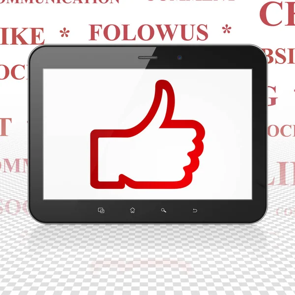Social network concept: Tablet Computer with Thumb Up on display — Stock Photo, Image