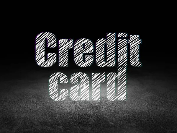 Conceito de dinheiro: Cartão de crédito no quarto escuro grunge — Fotografia de Stock
