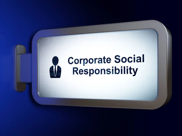 Koncepcja biznesowa: odpowiedzialności społecznej i działalności człowieka na tle billboard — Zdjęcie stockowe