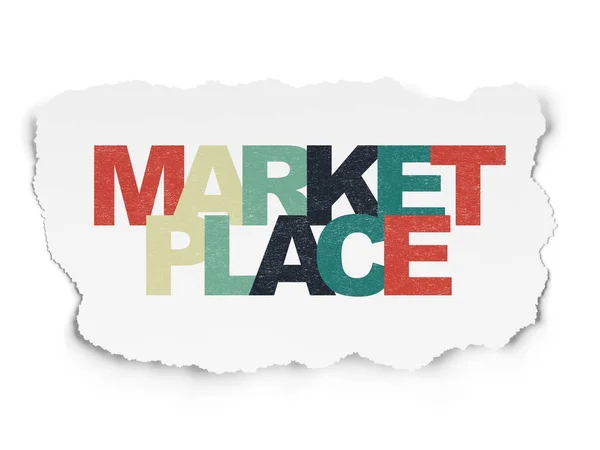 Koncepcja Reklama: Marketplace na tle rozdarty papier — Zdjęcie stockowe