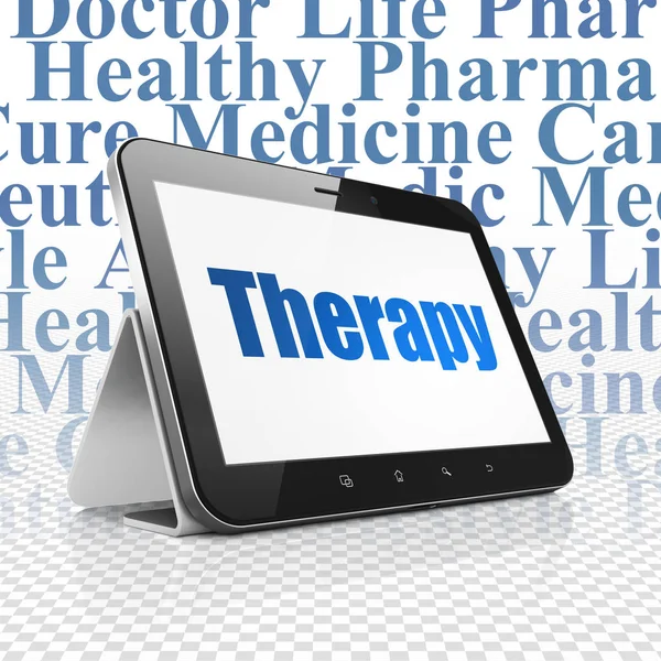 Concepto de medicina: Tablet Computer con terapia en pantalla — Foto de Stock