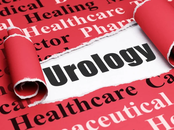 Conceito de medicina: texto preto Urologia sob o pedaço de papel rasgado — Fotografia de Stock