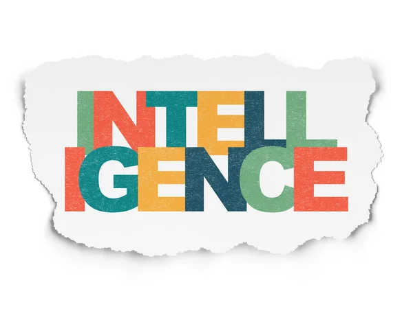 Learning concept: Intelligence on Torn Paper background — Stock Photo, Image