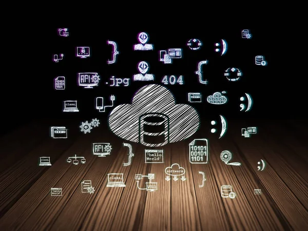 Software concept: Database met Cloud in grunge donkere kamer — Stockfoto