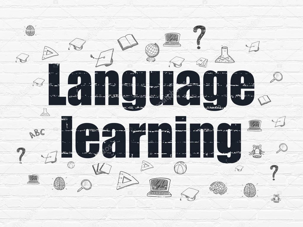 Learning concept: Language Learning on wall background