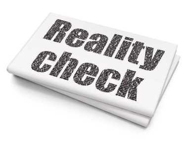 Ekonomi kavramı: Reality Check boş gazete arka plan üzerinde