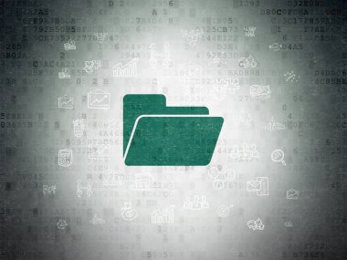 İş kavramı: dijital veri kağıt arka plan üzerinde klasör