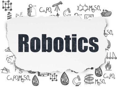 Bilim konsepti: Yırtık Kağıt zemininde robotik