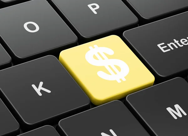 Geld concept: Dollar op computer toetsenbord achtergrond — Stockfoto