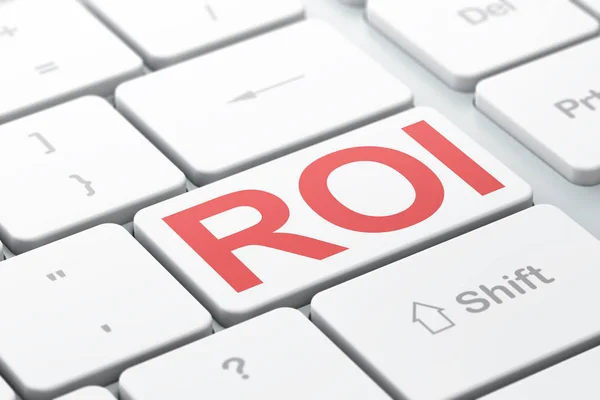 Conceito de negócio: ROI no fundo do teclado do computador — Fotografia de Stock