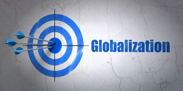 Finanzkonzept: Ziel und Globalisierung vor dem Hintergrund der Wand — Stockfoto