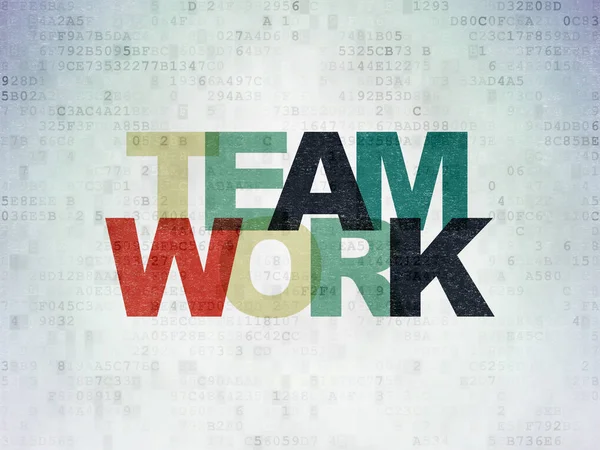 Geschäftskonzept: Teamarbeit auf digitalem Datenpapier — Stockfoto