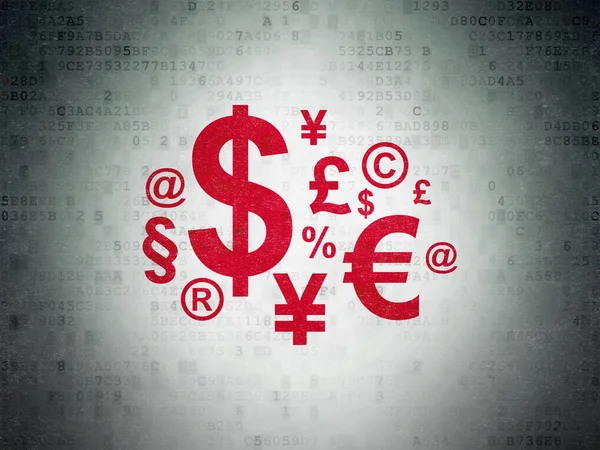 Marketingkonzept: Finanzsymbol auf digitalem Datenpapier-Hintergrund — Stockfoto