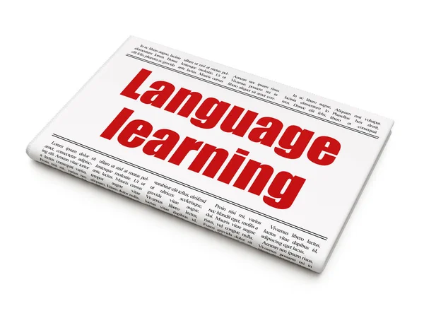 Learning concept: newspaper headline Language Learning — Stock Photo, Image