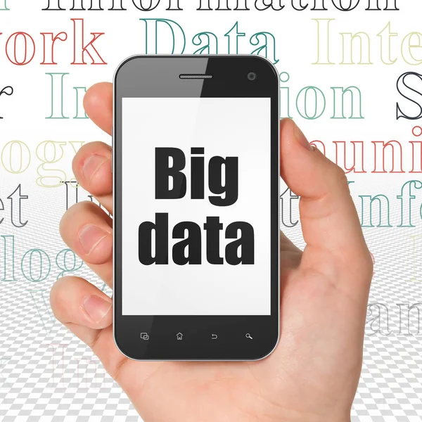 Informationskonzept: Smartphone mit Big Data in der Hand — Stockfoto