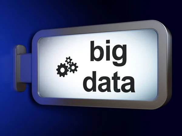 Informatie concept: Big Data en Gears op billboard achtergrond — Stockfoto