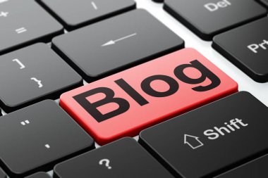Web geliştirme kavramı: bilgisayar klavye arka plan üzerinde blog