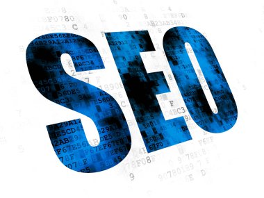 Web tasarım konsepti: dijital arka plan üzerinde Seo