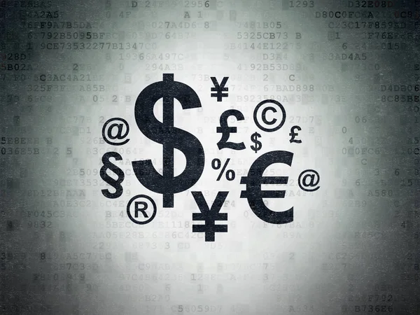 Финансовая концепция: Финансовый символ на фоне цифровой документации — стоковое фото