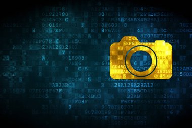 tatil kavramı: dijital arka plan üzerinde fotoğraf makinesi