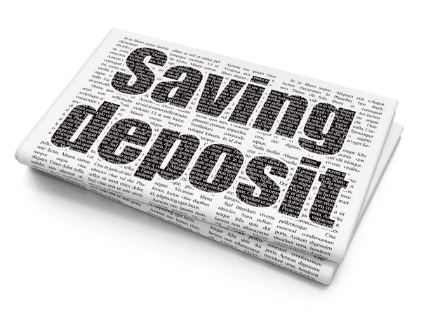 Concept d'argent : Économiser le dépôt sur fond de journal — Photo