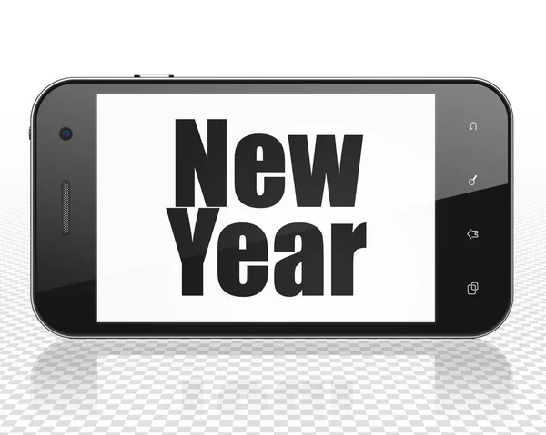 Entertainment, concept: Smartphone with New Year on display — Stock Photo, Image