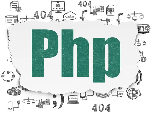 Datenbankkonzept: PHP auf zerrissenem Papierhintergrund — Stockfoto