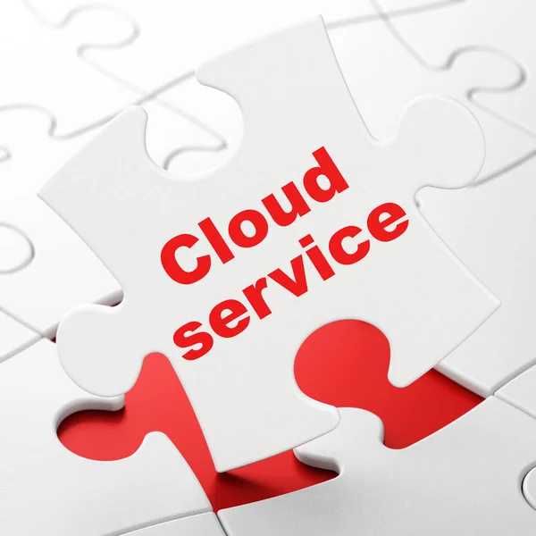 Koncepcja technologii chmury: usługi w chmurze na tle puzzle — Zdjęcie stockowe