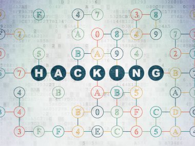 Güvenlik kavramı: dijital veri kağıt arka plan üzerinde Hacking