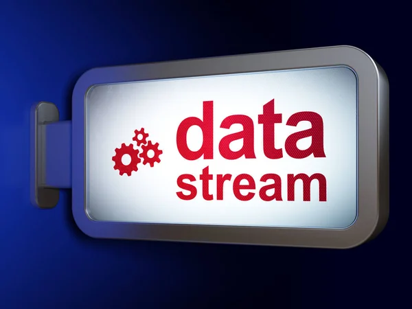 Data concept: Data Stream and Gears on billboard background — Stock Photo, Image