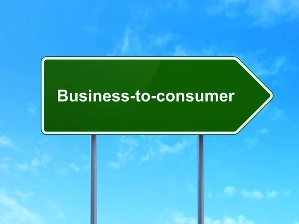 Ekonomi kavramı: işletme müşteri yol işareti arka plan üzerinde — Stok fotoğraf