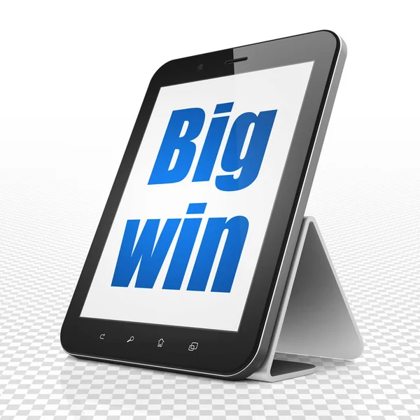 Concept d'entreprise : Tablet Computer avec Big Win à l'écran — Photo