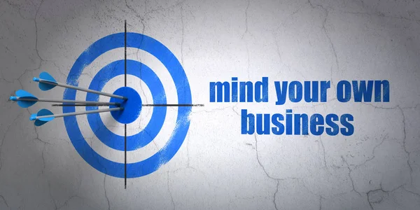 Business concept: target and Mind Your own Business on wall background — Stock Photo, Image