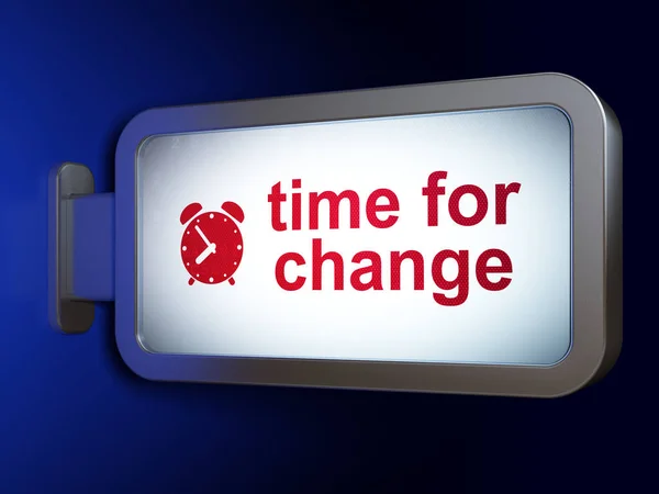Tijdlijn concept: tijd voor verandering en wekker op billboard achtergrond — Stockfoto